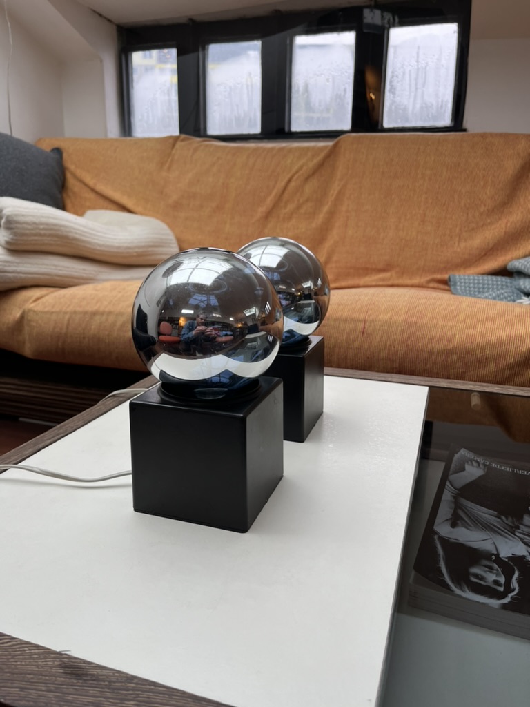 Chromen Bol op Kubusvoet — set van 2 — foto 4